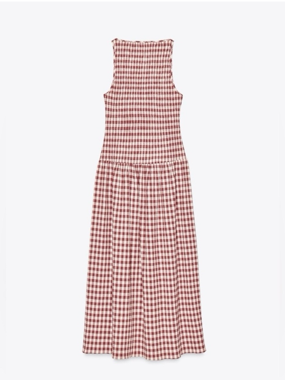 Zara Red and White Gingham Midi Dress NWT